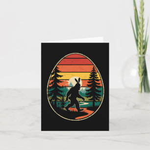 Sasquatch Bunny Egg Retro Påsk Hiking Äventyr Kort