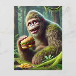 Sasquatch, Cheesburger and Fries Forest Vykort