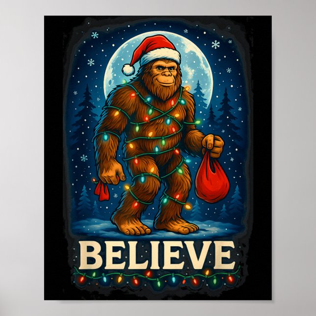 Sasquatch Christmas Lights Holiday Believe  Poster (Framsidan)