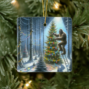 Sasquatch Decorating Julgranar Funny Julgransprydnad Keramik