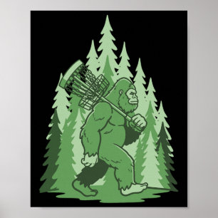 Sasquatch Disc Golf Sket Forest Rolig Frisbee Poster