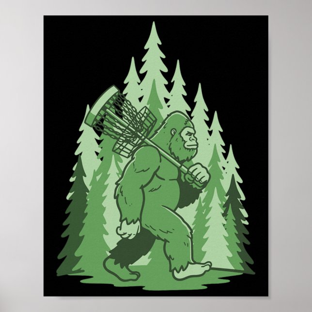 Sasquatch Disc Golf Sket Forest Rolig Frisbee  Poster (Framsidan)