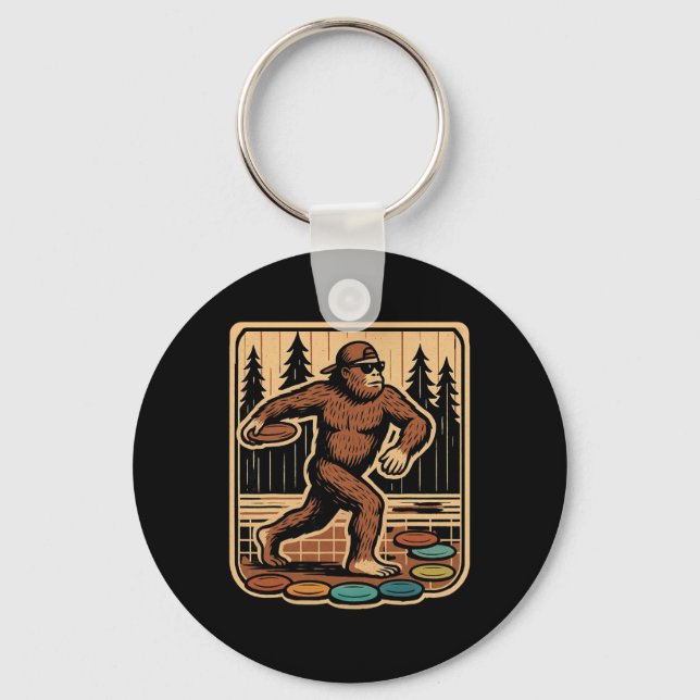 Sasquatch-discgolfare Rolig discgolf  Nyckelring (Framsida)