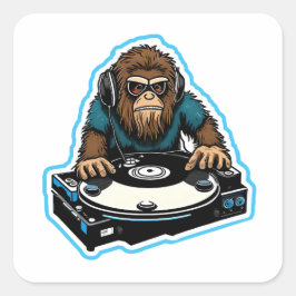 Sasquatch DJ Fyrkantigt Klistermärke