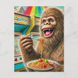 Sasquatch eats spaghetti vykort