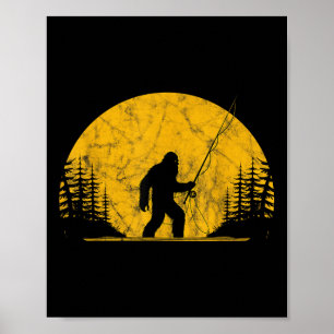 Sasquatch flugfiske Vintage öring fiskare Roligt Poster