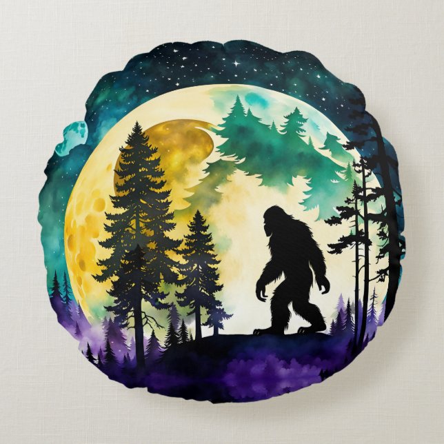 Sasquatch Fullt på berget Rund Kudde (Framsidan)