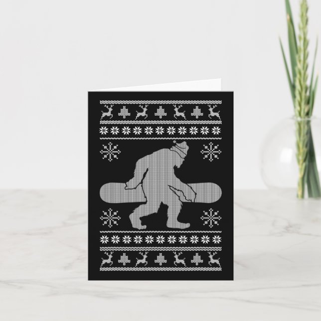 Sasquatch Going Snowboarding Ugly jul Bigfoo Kort (Framsida)