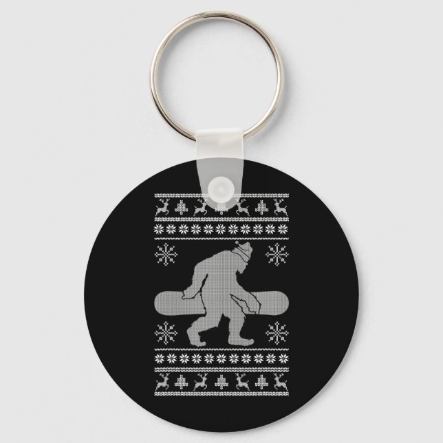 Sasquatch Going Snowboarding Ugly jul Bigfoo Nyckelring (Framsida)