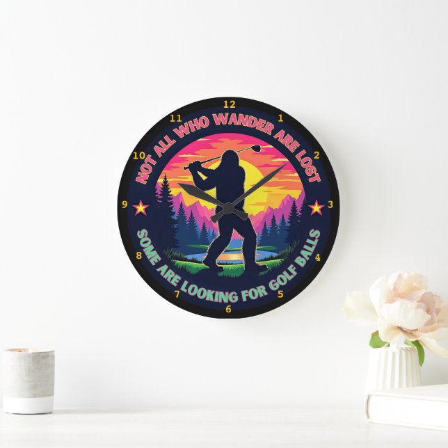 Sasquatch Golf Funny Wall Stor Klocka (Hem)
