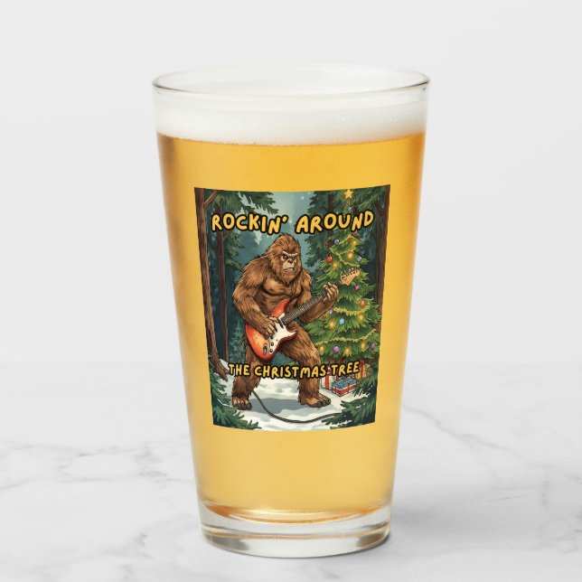 Sasquatch Guitar Rockin' Around Christmas Tree Glaskopp (Framsida fylld)