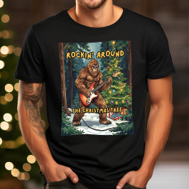 Sasquatch Guitar Rockin' Around Christmas Tree T Shirt