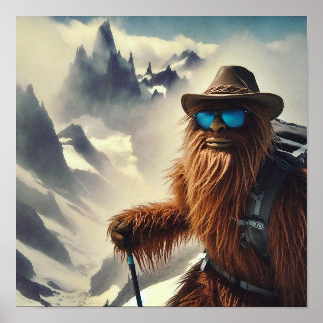 Sasquatch Hiking Mountains Poster (Framsidan)