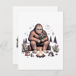 Sasquatch Holding Flowers Julkort