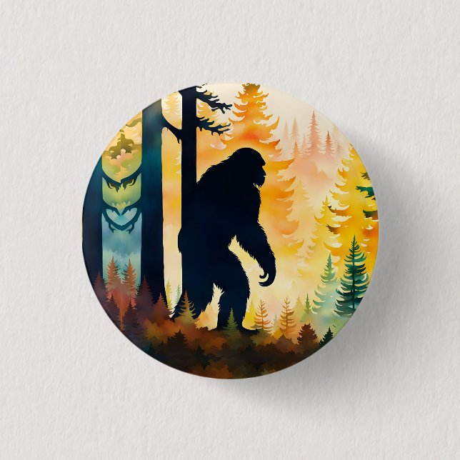 Sasquatch höstlandskap solnedgång knapp (Framsida)