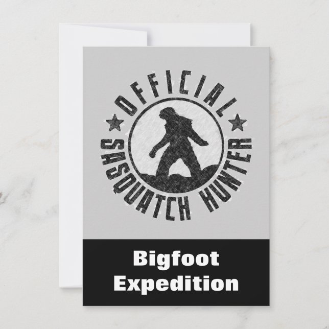 Sasquatch Hunter Funny Inbjudan att hitta Bigfoot (Framsida)