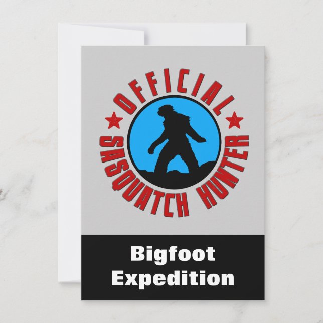 Sasquatch Hunter Funny Inbjudan att hitta Bigfoot (Framsida)