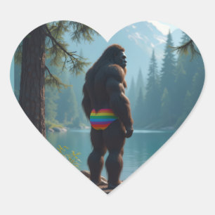 Sasquatch i blom hjärtformat klistermärke