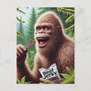 Sasquatch in a mossy forest vykort