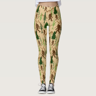 Sasquatch in Forest Träd Bigfoot Patterned Leggings