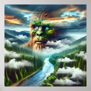 Sasquatch med blå Ögon Poster