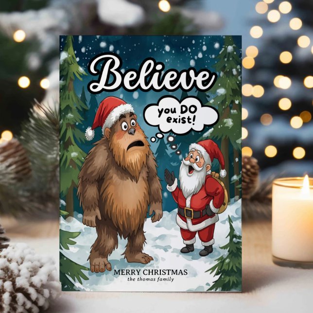 Sasquatch Meets Santa Believe Christmas Julkort (Skapare uppladdad)