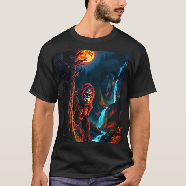 Sasquatch Moonlit Hunt T Shirt (Framsida)