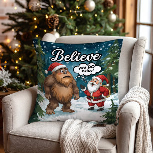 Sasquatch möter tomten roligt jag tror på jul kudde