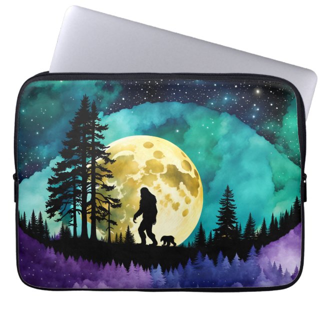 Sasquatch och Bear på berget Laptop Fodral (Framsidan)