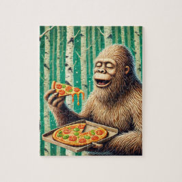 Sasquatch och Pizza i Birch Träd-skogen Pussel