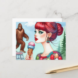 Sasquatch on Ice Cream Lastbil Vykort