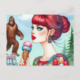 Sasquatch on Ice Cream Lastbil Vykort