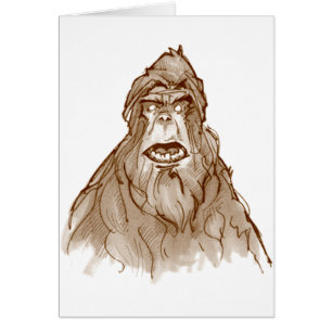SASQUATCH-PORTRÄTT - Bigfoot pros Squatch huvud Hälsningskort