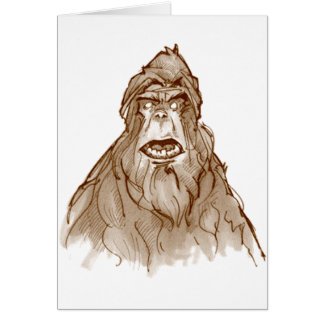 SASQUATCH-PORTRÄTT - Bigfoot pros Squatch huvud Hälsningskort