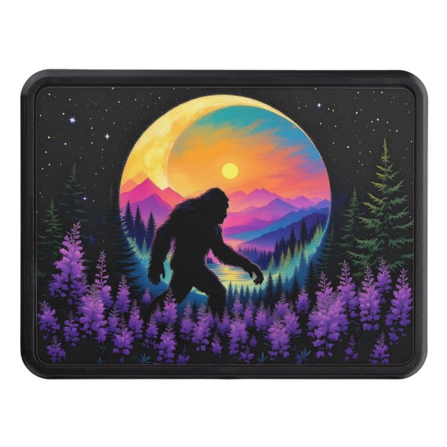 Sasquatch Rainbow Mountain Måne Wall Clock Dragkroksskydd (Framsidan)
