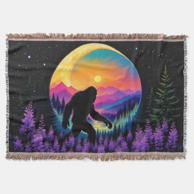 Sasquatch Rainbow Mountain Måne Wall Clock Filt (Framsidan)