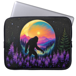 Sasquatch Rainbow Mountain Måne Wall Clock Laptop Fodral
