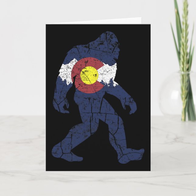 Sasquatch Retro Delstat Flagga Colorado Klippiga B Kort (Framsida)