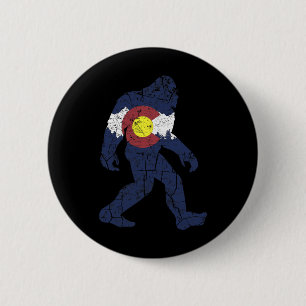 Sasquatch Retro Delstatsflagga Colorado Klippiga b Knapp