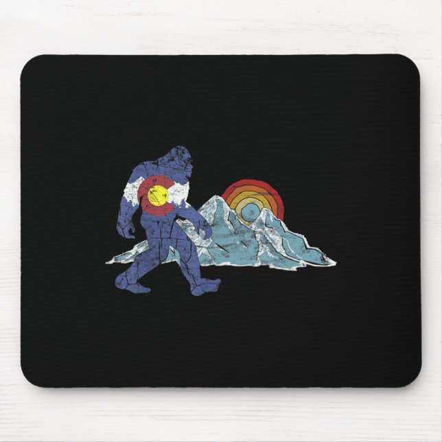 Sasquatch Retro Delstatsflagga Colorado Klippiga b Musmatta (Framsidan)