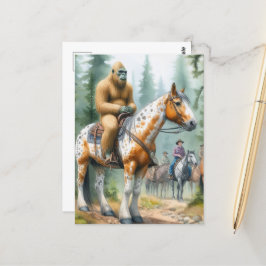Sasquatch Rides A Horse på ett spår Vykort