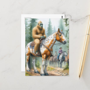 Sasquatch Rides A Horse på ett spår Vykort