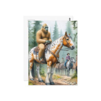 Sasquatch Rides A Horse på ett spår Vykort