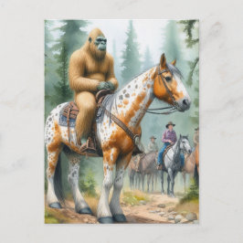 Sasquatch Rides A Horse på ett spår Vykort