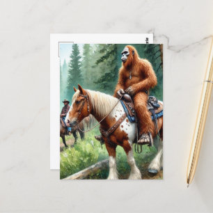 Sasquatch Rides A Horse Vykort