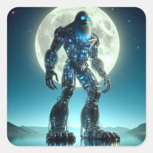 Sasquatch Robot Fyrkantigt Klistermärke