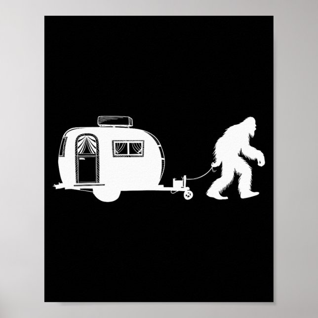 Sasquatch Rv Motorhome Camng Bigfoot Campervan Fun Poster (Framsidan)