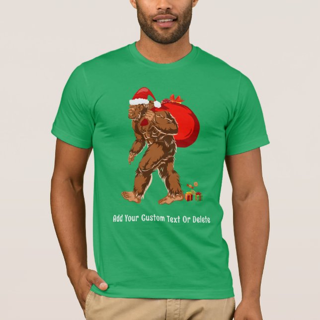 Sasquatch Santa Bigfoot Yeti julgåva T Shirt (Framsida)