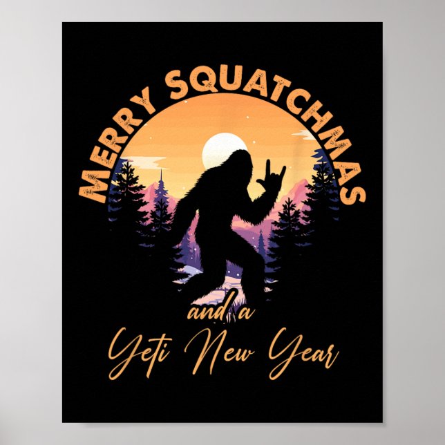 Sasquatch Santa Yeti Merry Squatchmas Bigfoot Chri Poster (Framsidan)