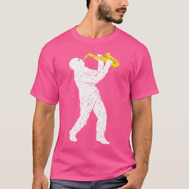 Sasquatch Saxophone Player Saxophonist Jazz Brass T Shirt (Framsida)